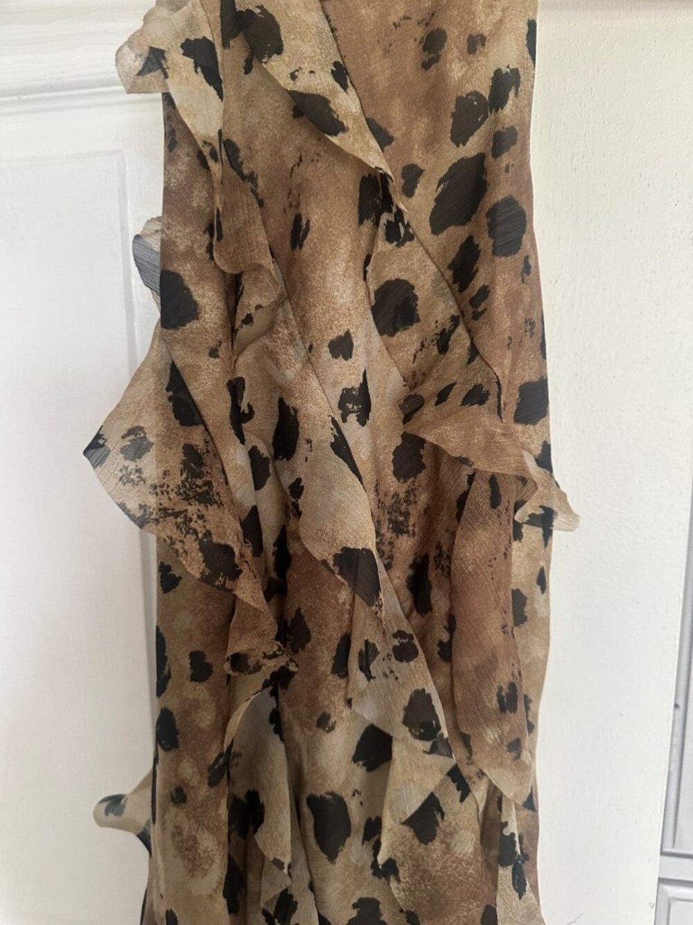 ASOS Size 6 Leopard-Print Ruffle Halter Maxi Dress - Picture 8 of 12